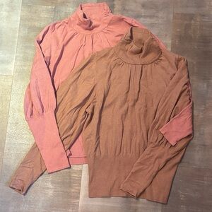 Express Women's Cowl Neck Sweater Duo - Rose and Mocha